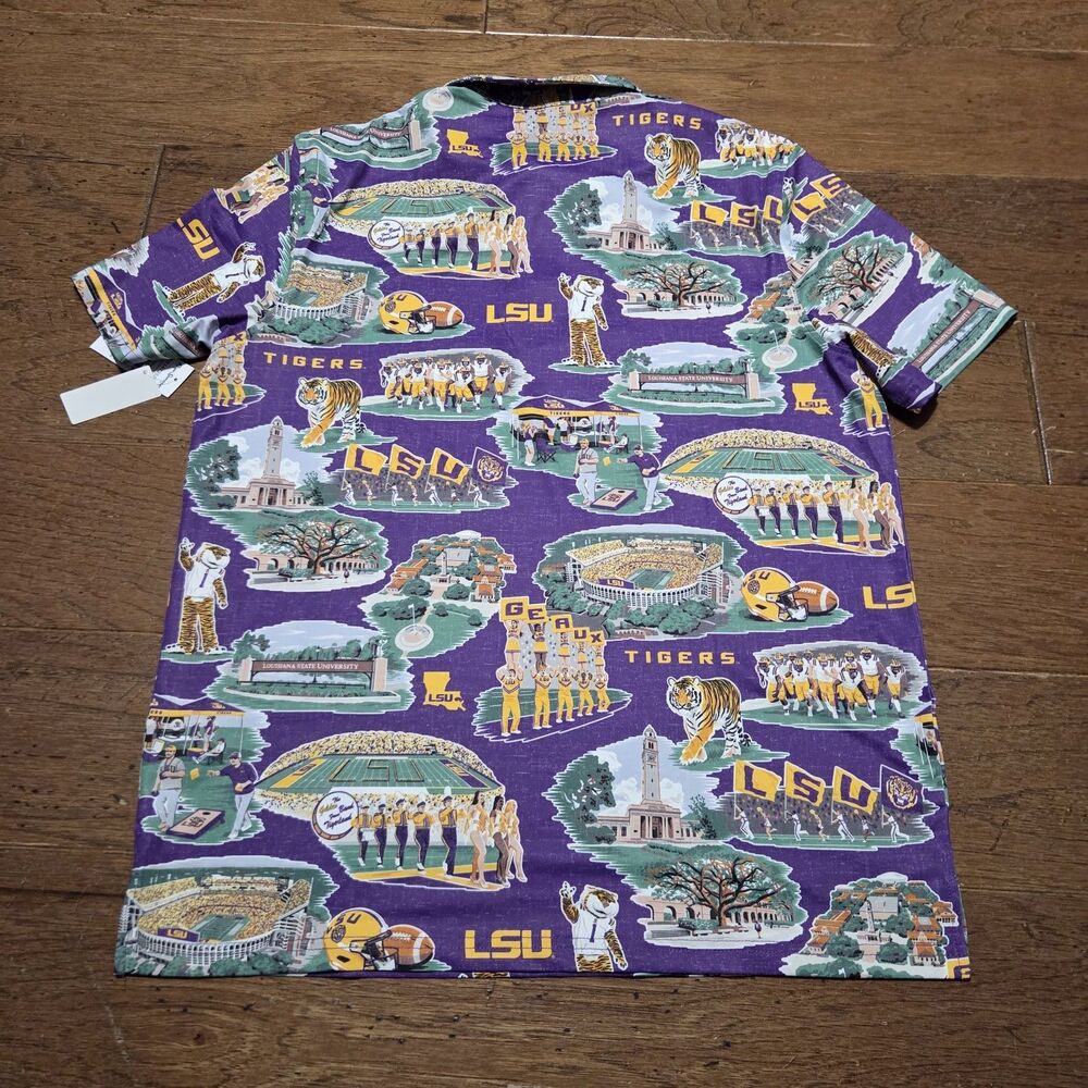 NWT Reyn Spooner University of LSU TIGERS Hawaiian Shirt Men’s Medium Louisiana - Picture 5 of 7